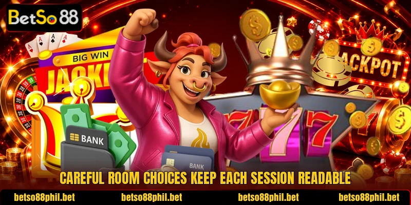 Careful room choices keep each session readable Careful room choices keep each session readable