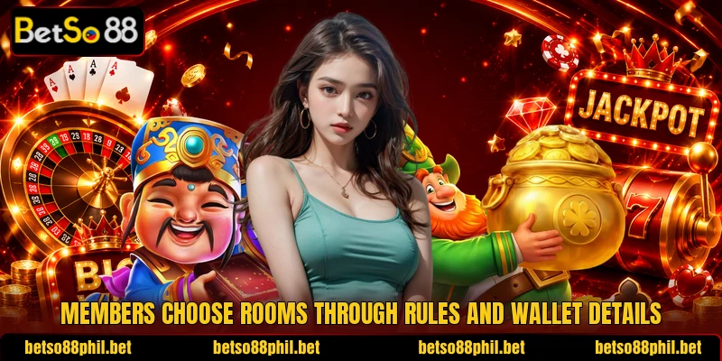 Members choose rooms through rules and wallet details