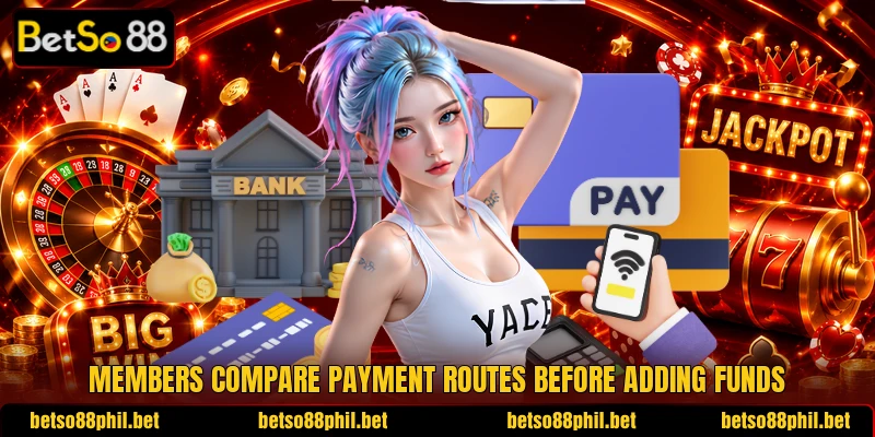 Members compare payment routes before adding funds Members compare payment routes before adding funds