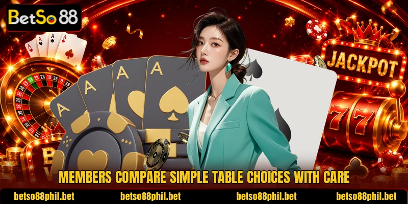 Members compare simple table choices with care