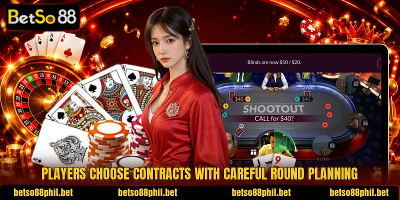 Players choose contracts with careful round planning Players choose contracts with careful round planning