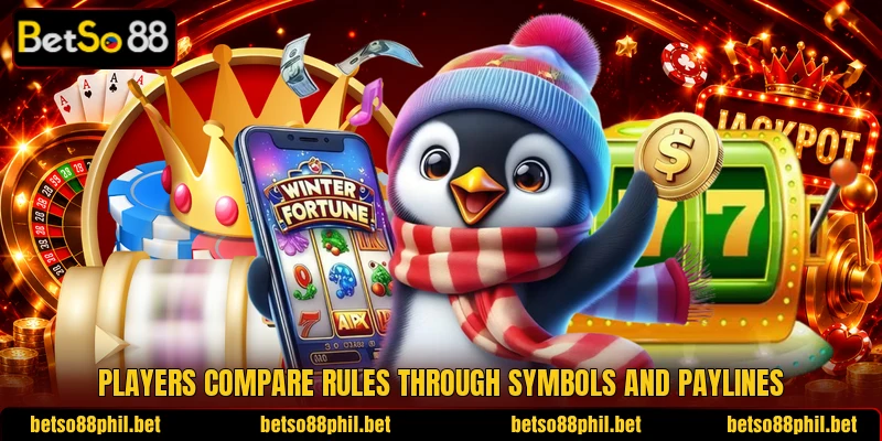 Players compare rules through symbols and paylines Players compare rules through symbols and paylines