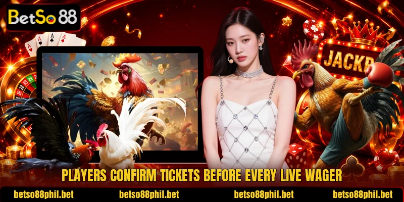 Players confirm tickets before every live wager Players confirm tickets before every live wager