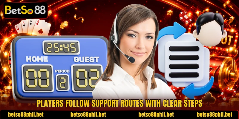 Players follow support routes with clear steps Players follow support routes with clear steps