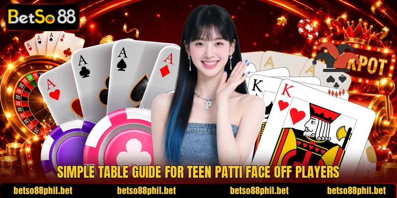 Simple table guide for Teen Patti Face Off players