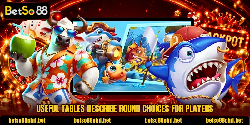 Useful tables describe round choices for players